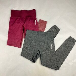 Gymshark Leggings Women's Size Small Gray Burgundy- Lot of 2